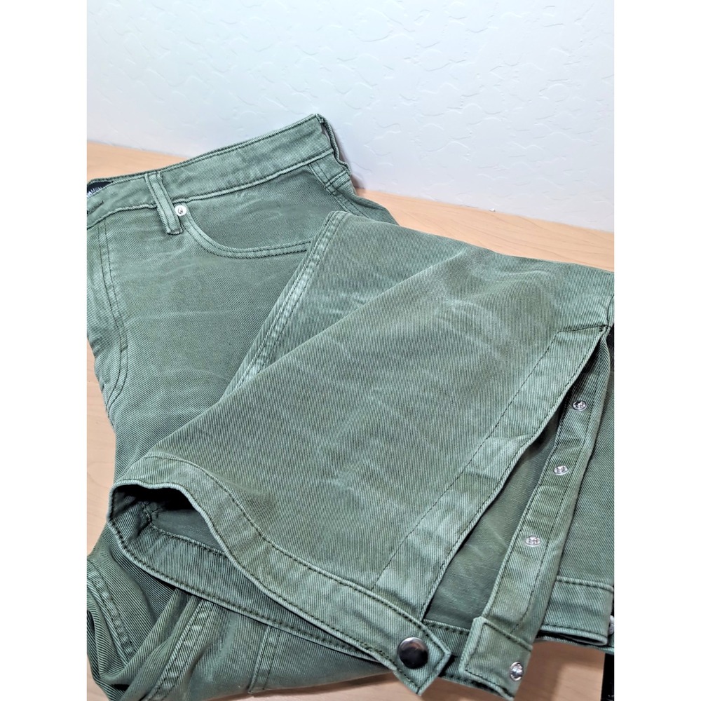 Novamen Men 36 Green Cargo Jeans Multi Pocket Utility Heavy Duty Snap Legs